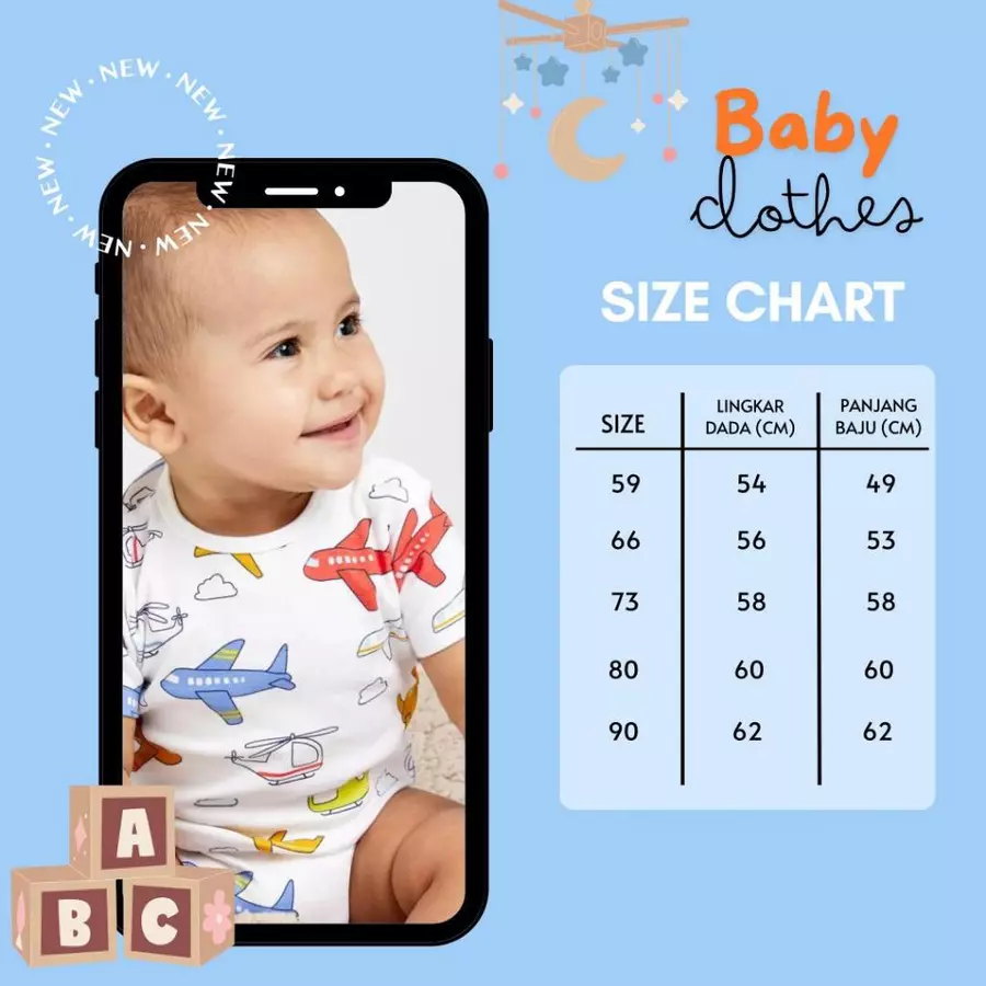Tabel Ukuran Baju Bayi BaByMoms Jumpsuit BBFA002 - Cara Memilih Size Baju Anak